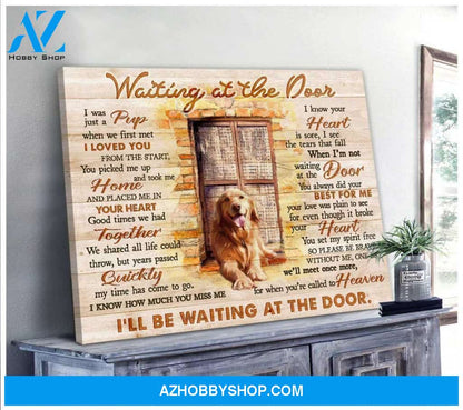 Dog Golden Waiting At The Door Canvas Wall Art