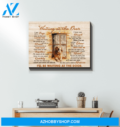 Dog Golden Waiting At The Door Canvas Wall Art