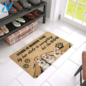 Dog - Hair Sticks To Everything Corgi Rubber Easy Clean Welcome DoorMat | Felt And Rubber | 40x60 cm | 45x75 cm | 60x90 cm | Colorful | DO1421