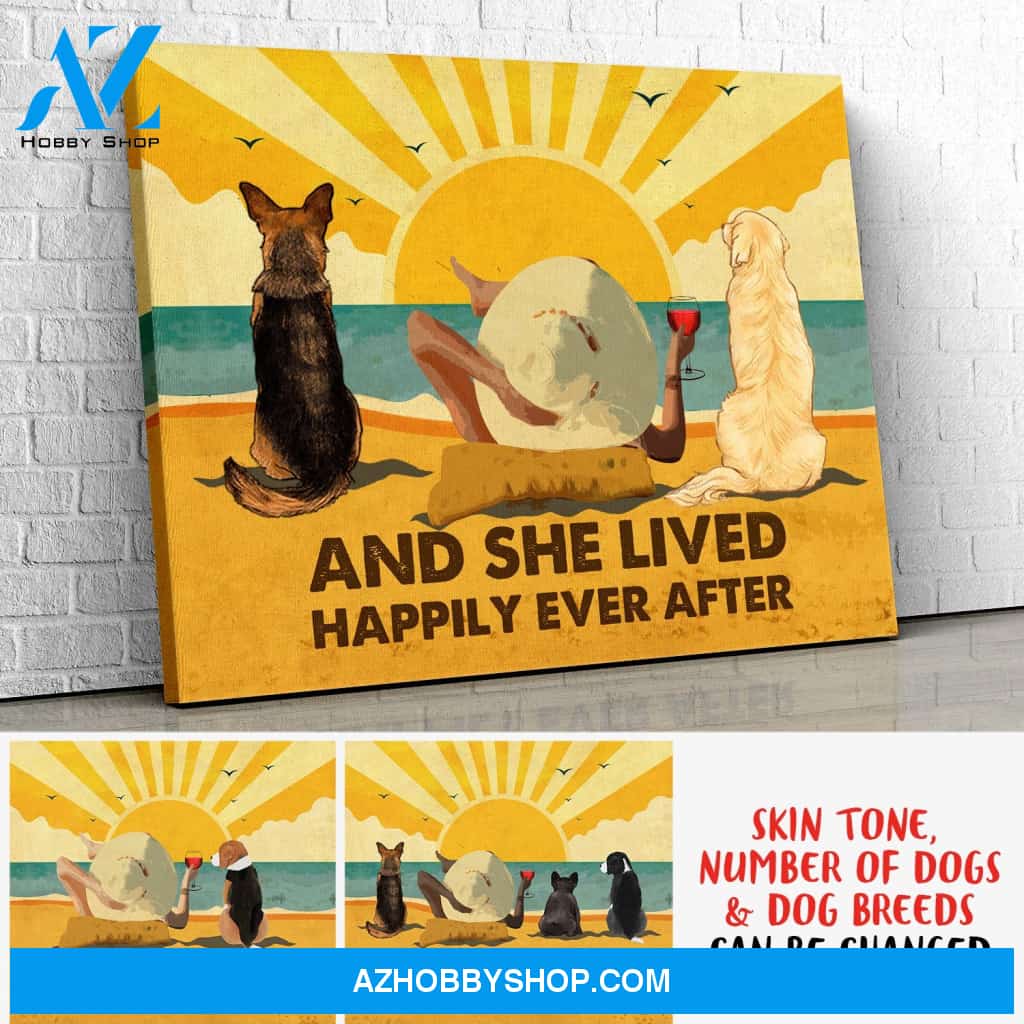 Dog Happily Ever After - Personalized Custom Canvas - Beach, Wine And Dogs
