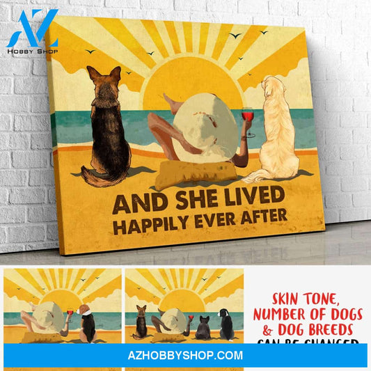 Dog Happily Ever After - Personalized Custom Canvas - Beach, Wine And Dogs
