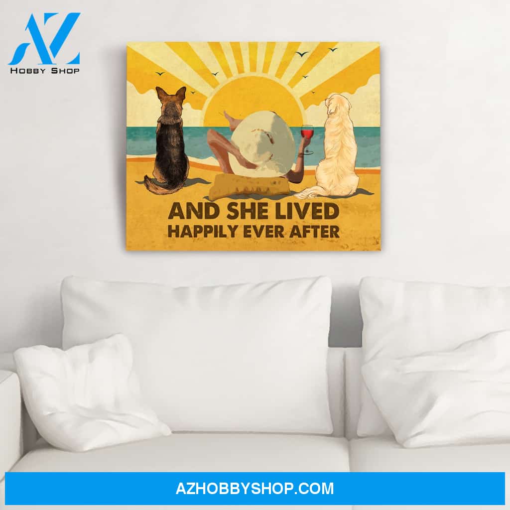 Dog Happily Ever After - Personalized Custom Canvas - Beach, Wine And Dogs