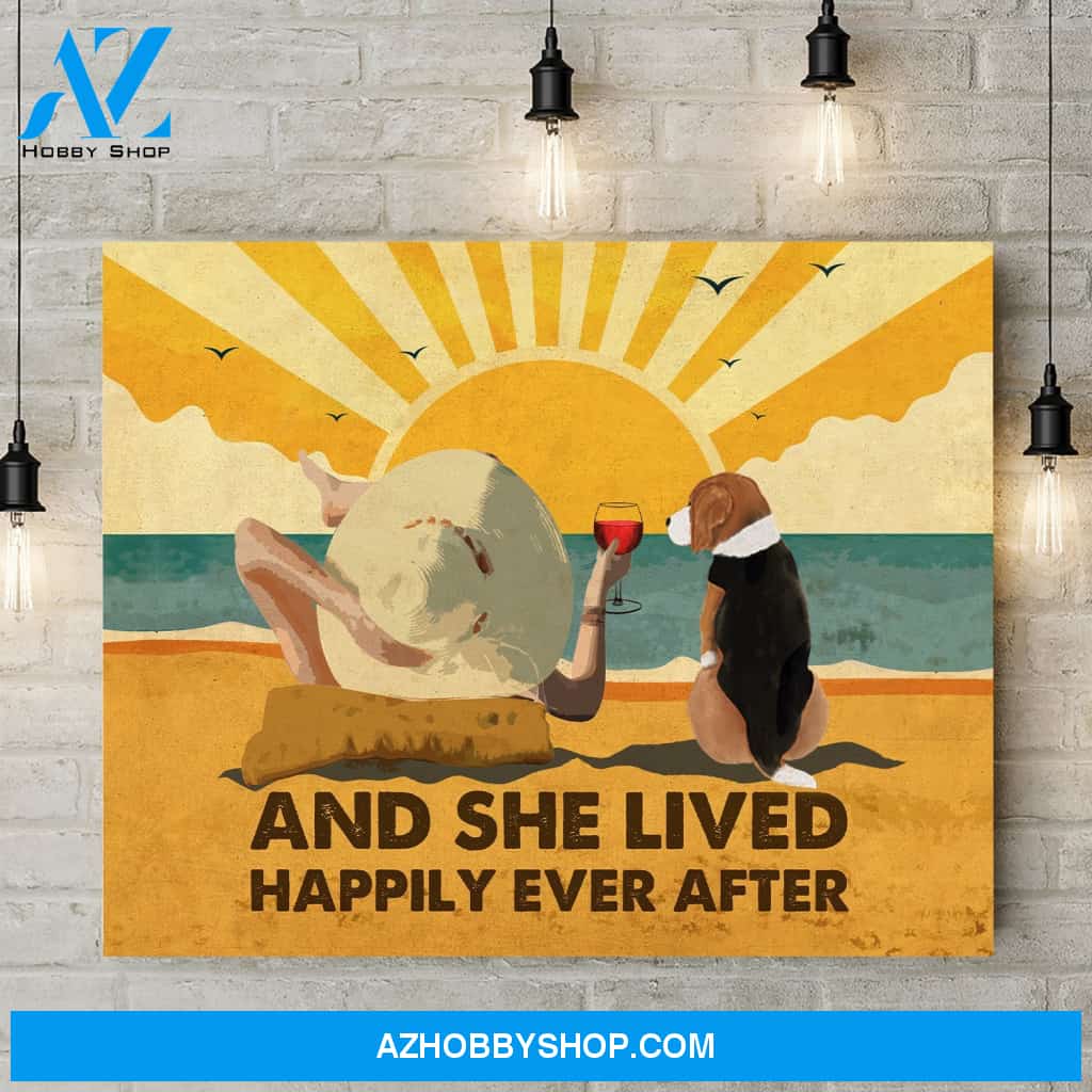 Dog Happily Ever After - Personalized Custom Canvas - Beach, Wine And Dogs