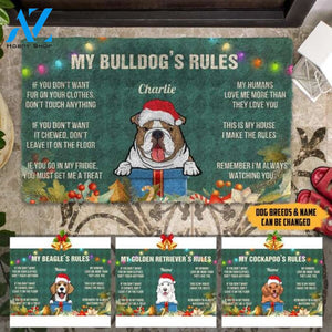 Dog House's Rule Christmas Version Personalized Doormat