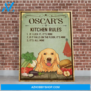 Dog Kitchen Rules - Personalized Custom Matte Canvas - Gifts For Dog Lovers