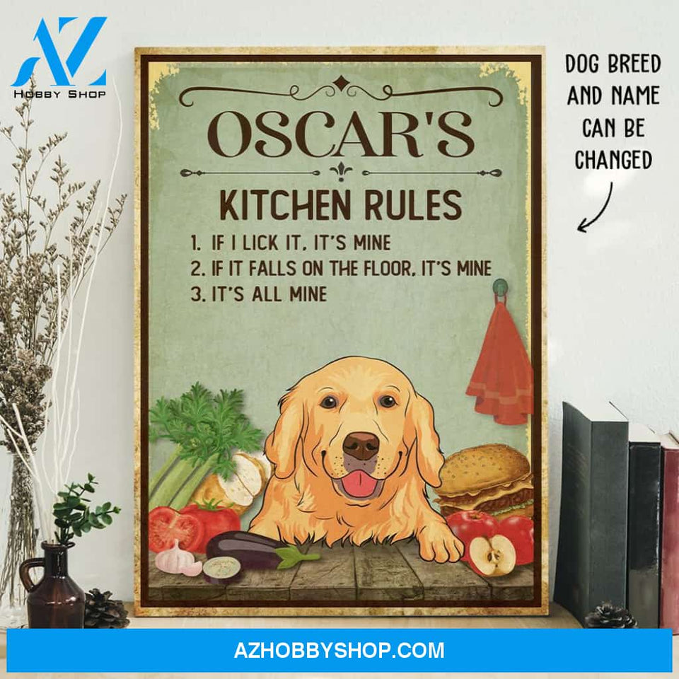 Dog Kitchen Rules - Personalized Custom Matte Canvas - Gifts For Dog Lovers