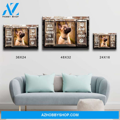 Dog Love Wood Shutters Premium Canvas