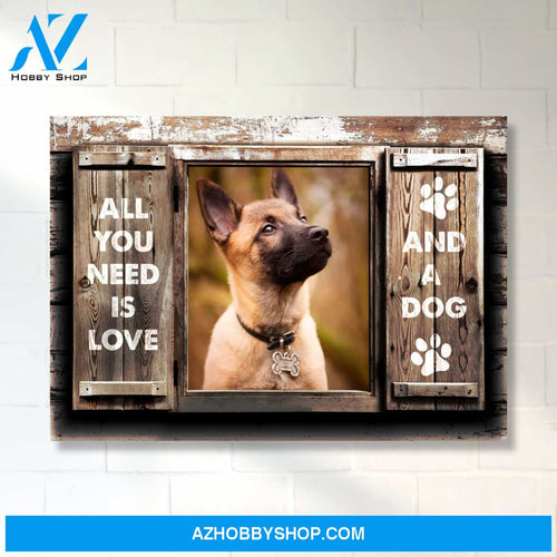 Dog Love Wood Shutters Premium Canvas