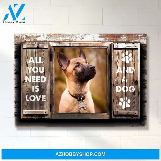 Dog Love Wood Shutters Premium Canvas