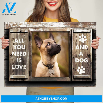 Dog Love Wood Shutters Premium Canvas