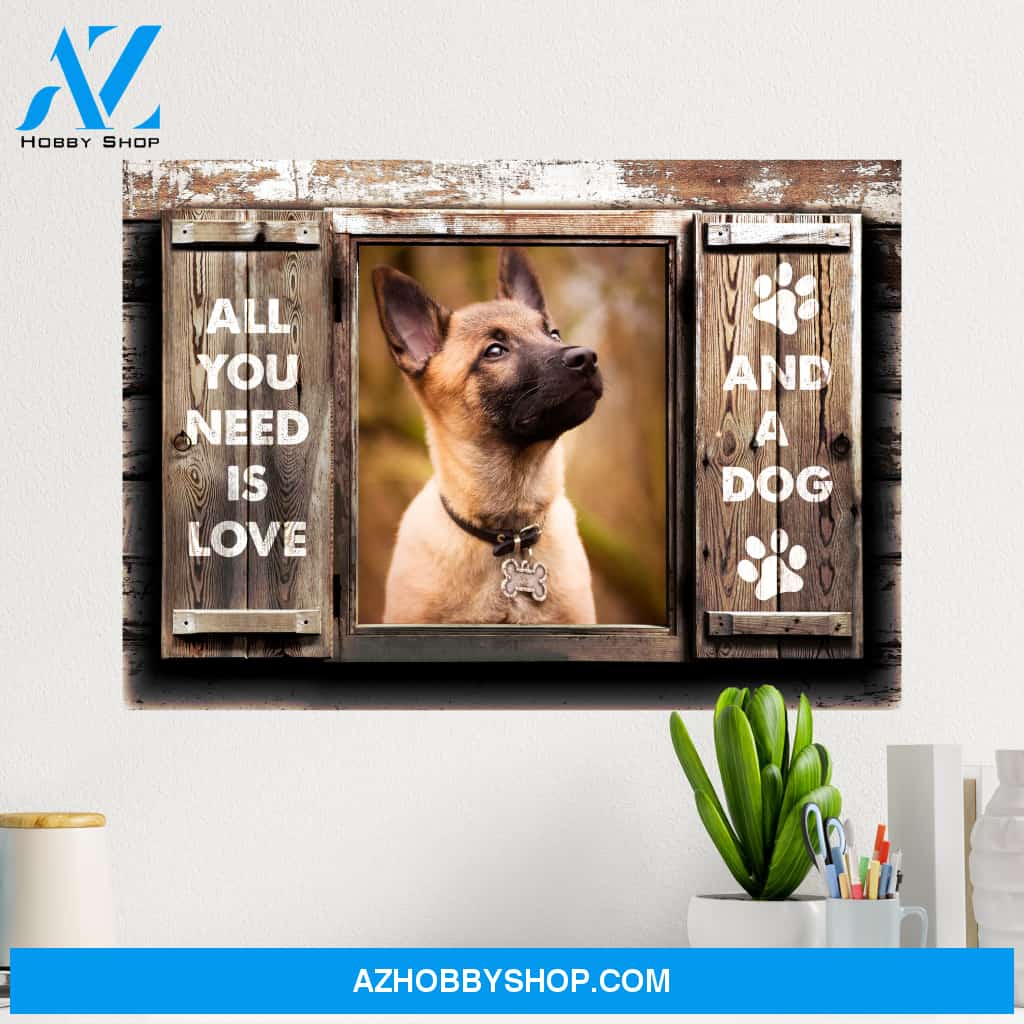 Dog Love Wood Shutters Premium Canvas