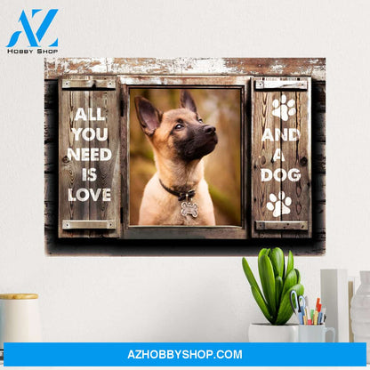 Dog Love Wood Shutters Premium Canvas