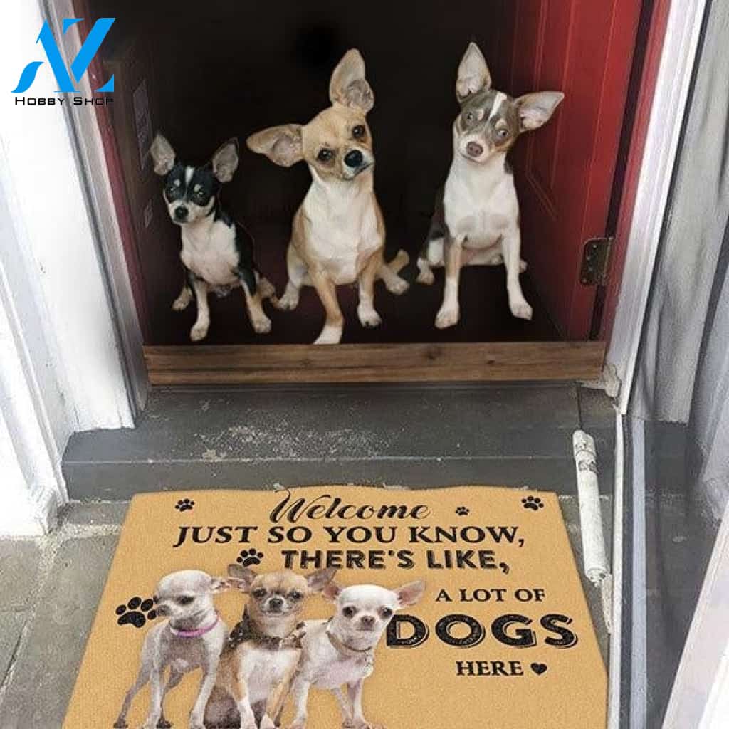 Dog Lovers Doormat Chihuahua A Lot Of Dogs Here Doormat