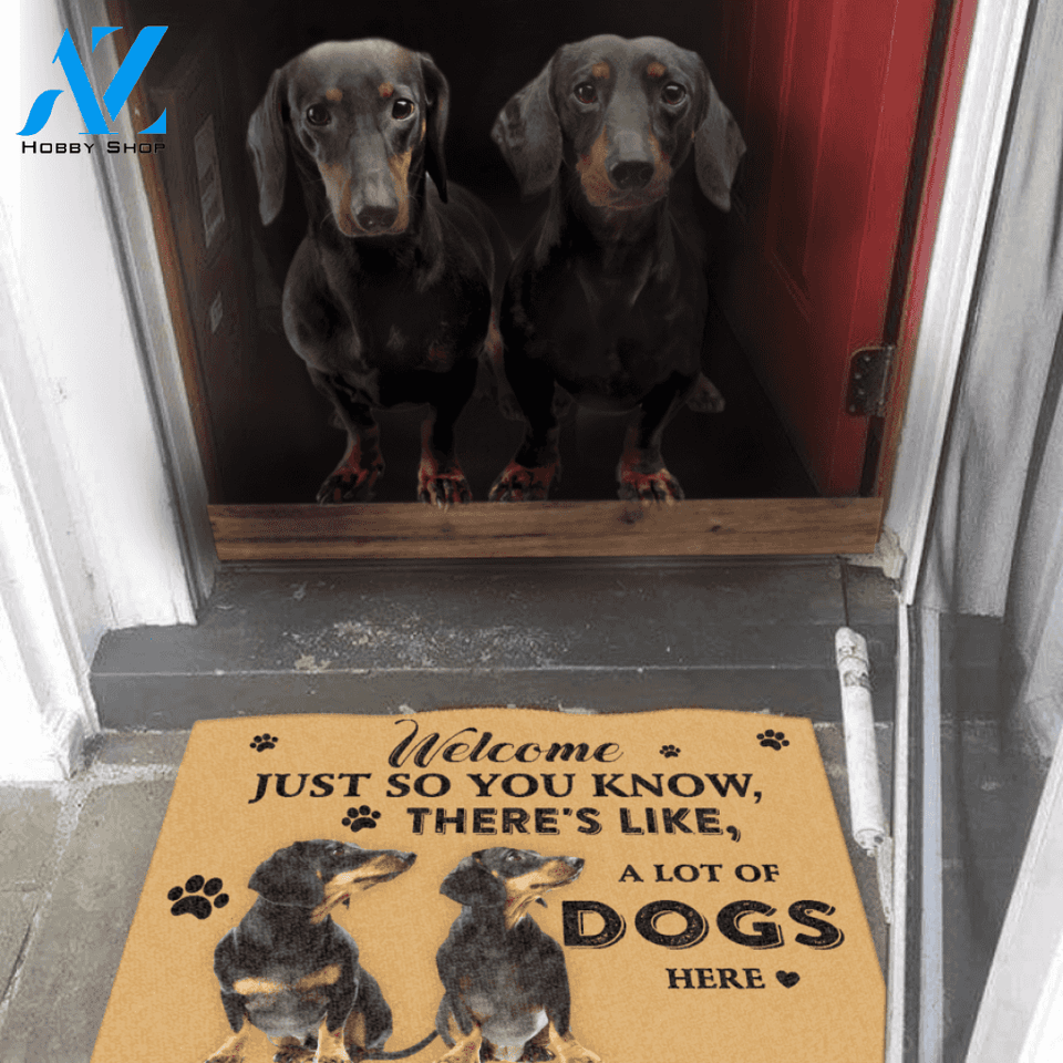 Dog Lovers Doormat Dachshund A Lot Of Dogs Here Doormat