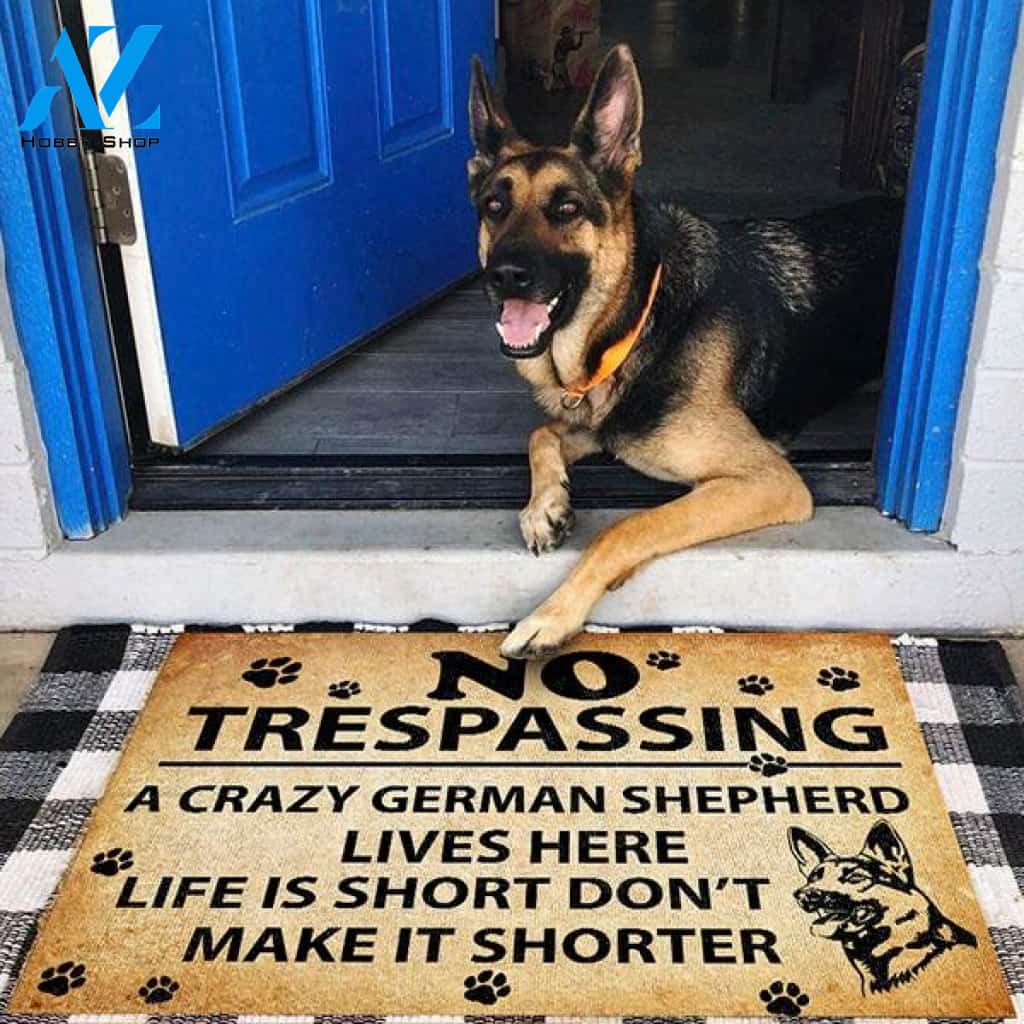 Dog Lovers Doormat German Shepherd No Trespassing Doormat