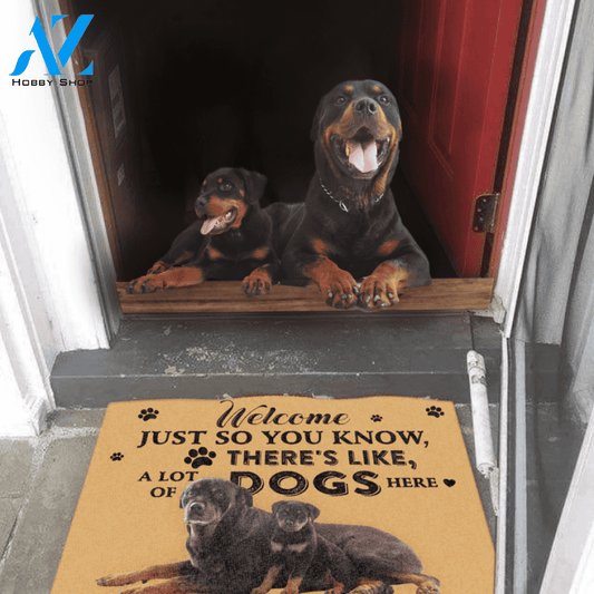 Dog Lovers Doormat Rottweiler A Lot Of Dogs Here Doormat