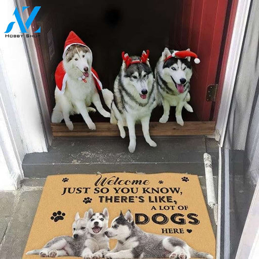 Dog Lovers Doormat Siberian Husky A Lot Of Dogs Here Doormat