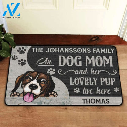 Dog Mom And Her Lovely Pubs Live Here Doormat | Welcome Mat | House Warming Gift