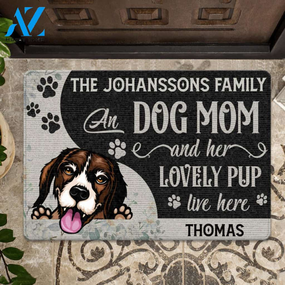 Dog Mom And Her Lovely Pubs Live Here Doormat | Welcome Mat | House Warming Gift