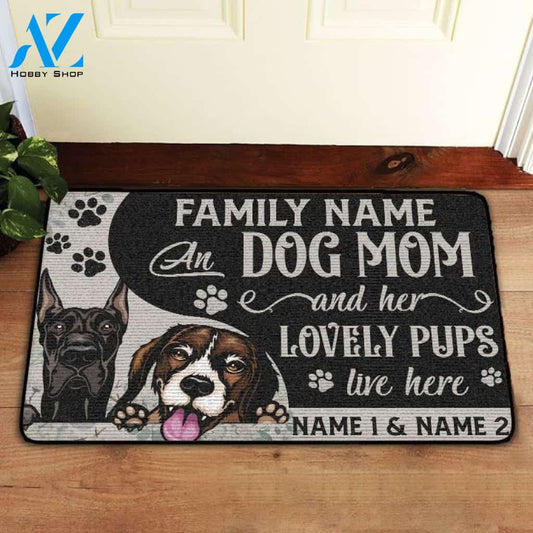 Dog Mom And Her Lovely Pubs Live Here Doormat | Welcome Mat | House Warming Gift