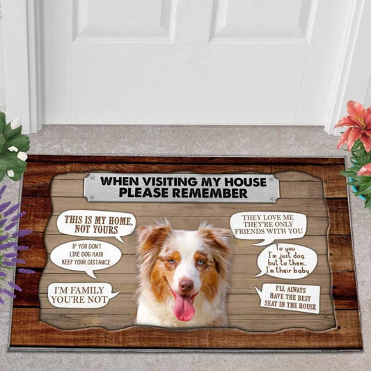 Dog moms doormat -Australian Shepherd Dog 1 Visiting My House Doormat
