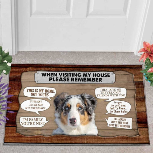 Dog moms doormat -Australian Shepherd Dog 2 Visiting My House Doormat