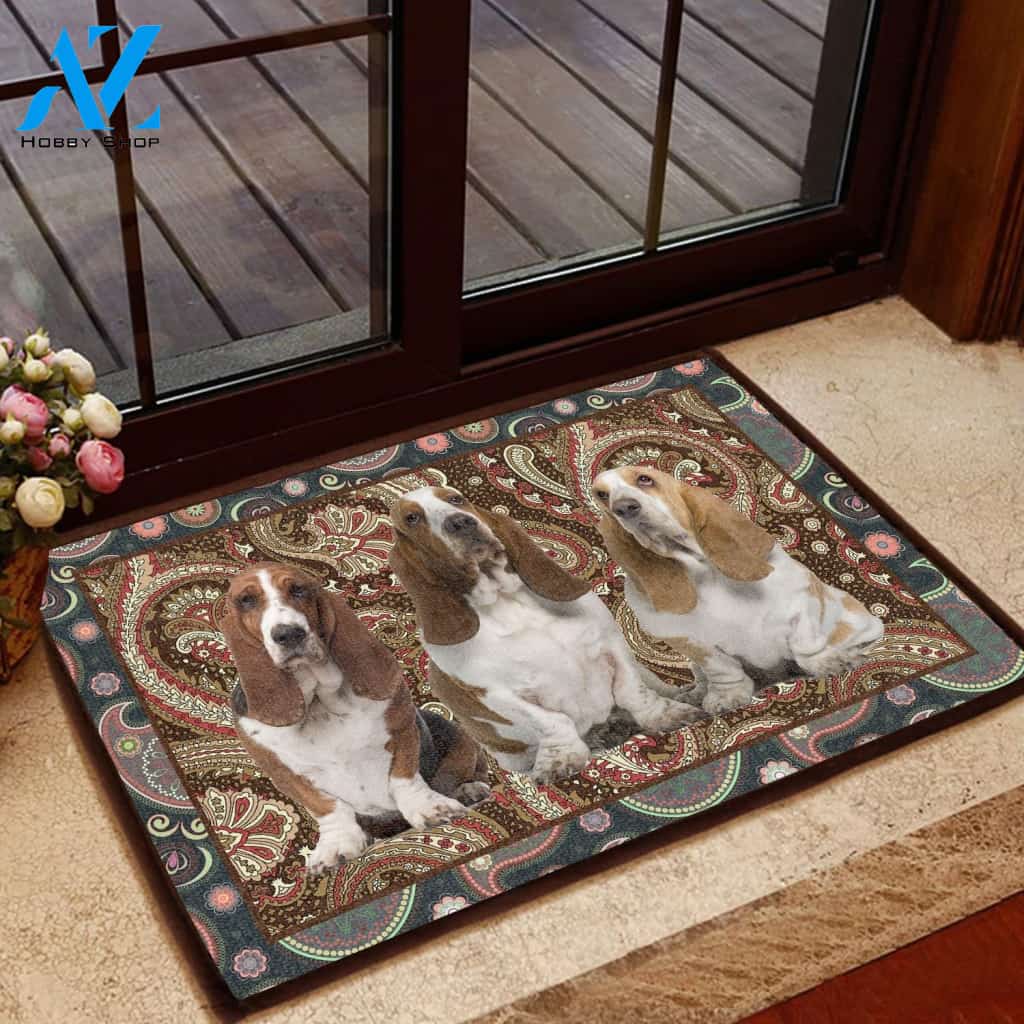 Dog Paisley Pattern Basset Hound Dog Lover Doormat