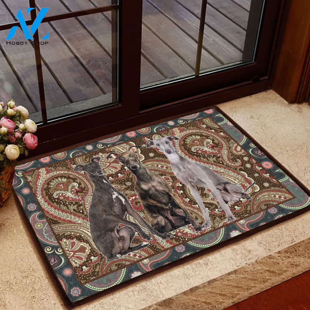 Dog Paisley Pattern Greyhound H020302 Doormat | Welcome Mat | House Warming Gift