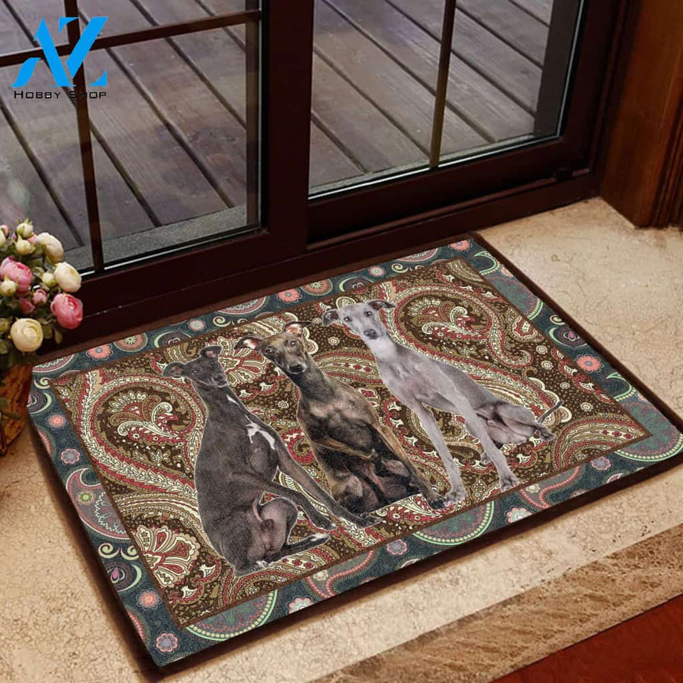 Dog Paisley Pattern Greyhound H020302 Doormat | Welcome Mat | House Warming Gift