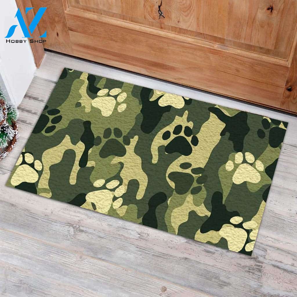 Dog Paw Camo funny Indoor And Outdoor Doormat Warm House Gift Welcome Mat Birthday Gift For Dog Lovers
