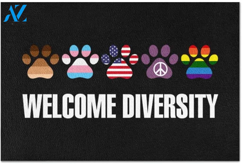 Dog Paw - Welcome Diversity Indoor And Outdoor Doormat Warm House Gift Welcome Mat Gift For Friend Family Birthday Gift