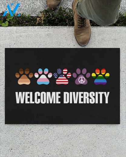 Dog Paw - Welcome Diversity Indoor And Outdoor Doormat Warm House Gift Welcome Mat Gift For Friend Family Birthday Gift