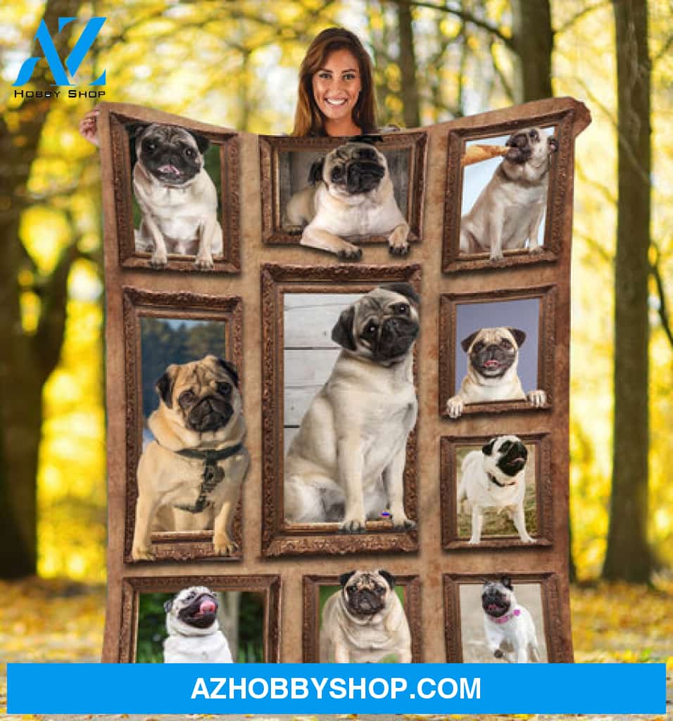 Dog Pug Blanket, 3D Cute Funny Pug Dog