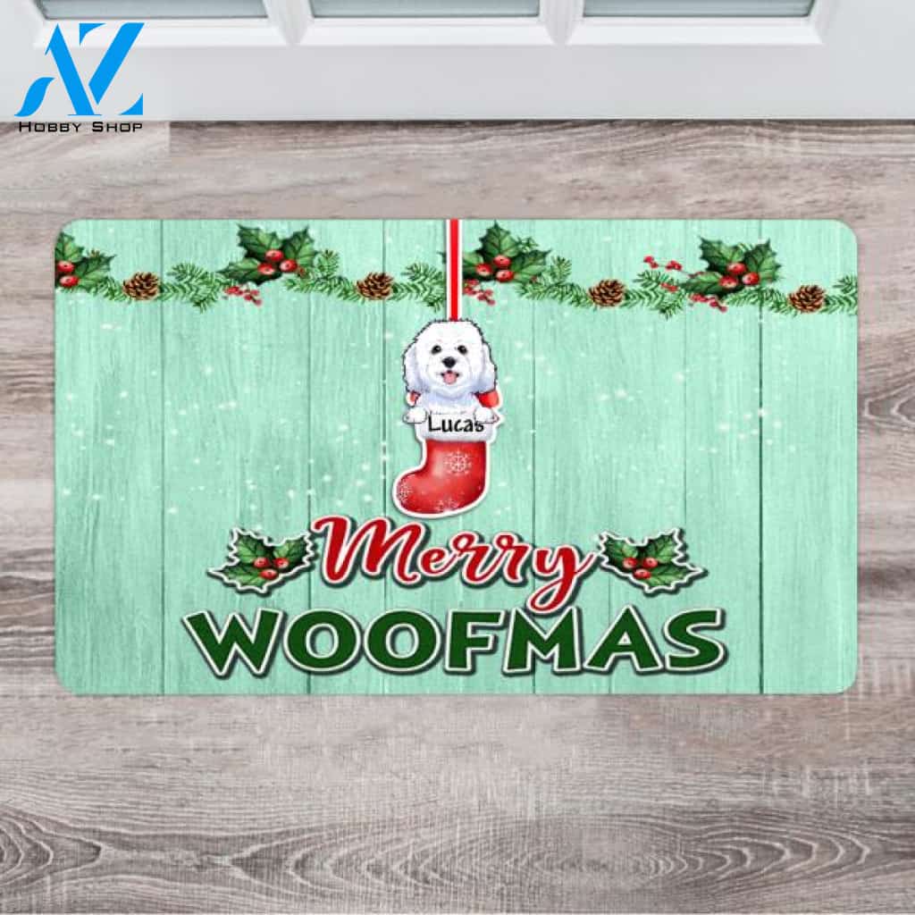 Personalized Dog Themed Doormats - Christmas Gift Sets - Up To 4 Dogs