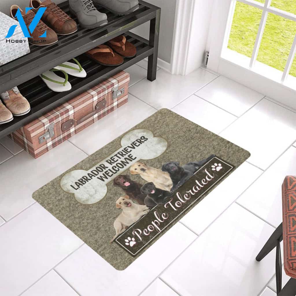 Dog - Welcome People Tolerated Labrador Retriever Easy Clean Welcome DoorMat | Felt And Rubber | 40x60 cm | 45x75 cm | 60x90 cm | Colorful | DO1311