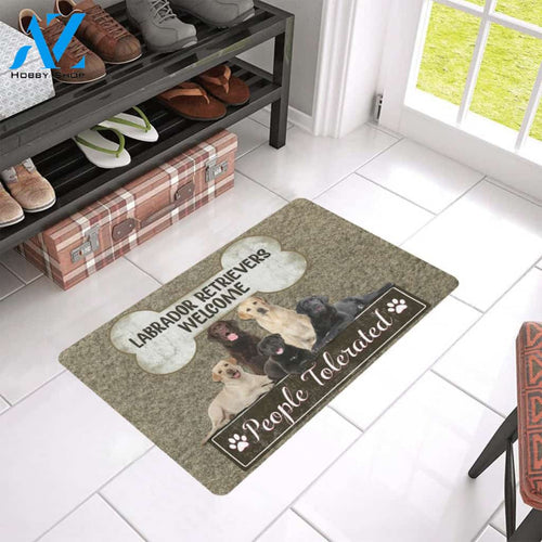 Dog - Welcome People Tolerated Labrador Retriever Easy Clean Welcome DoorMat | Felt And Rubber | 40x60 cm | 45x75 cm | 60x90 cm | Colorful | DO1311