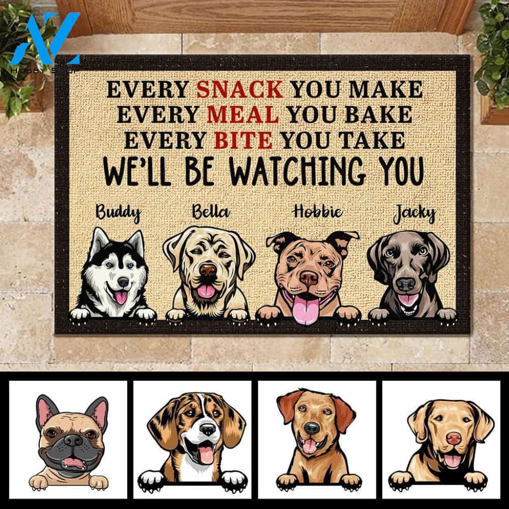 Dog - We'll Be Watching You - Funny Personalized Dog Doormat 