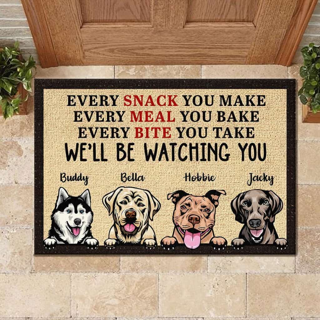 Dog - Well Be Watching You Funny Personalized Doormat Door