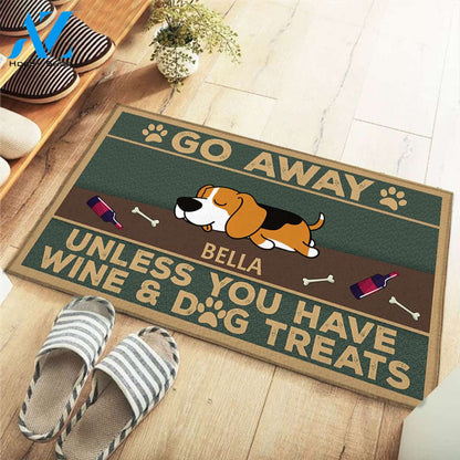 Dog Wine Doormat - Go Away - Unless You Have Wine And Dog Treats M0402 - TRHN