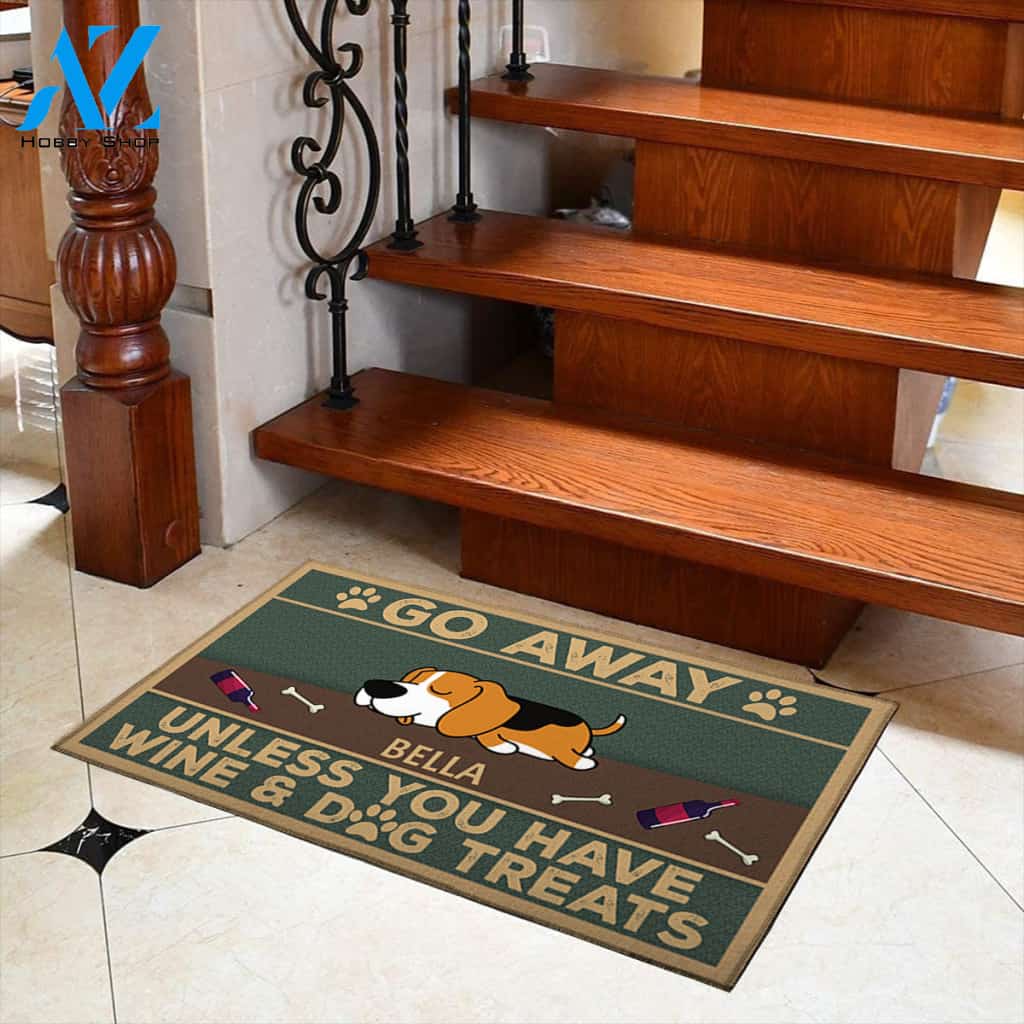 Dog Wine Doormat - Go Away - Unless You Have Wine And Dog Treats M0402 - TRHN