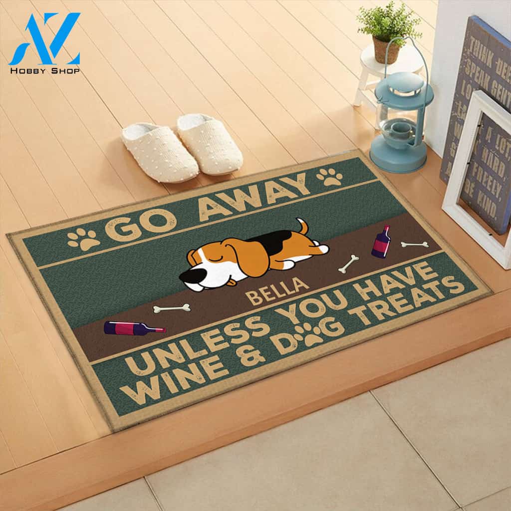 Dog Wine Doormat - Go Away - Unless You Have Wine And Dog Treats M0402 - TRHN
