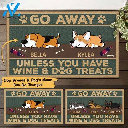 Dog Wine Doormat - Go Away - Unless You Have Wine And Dog Treats M0402 - TRHN
