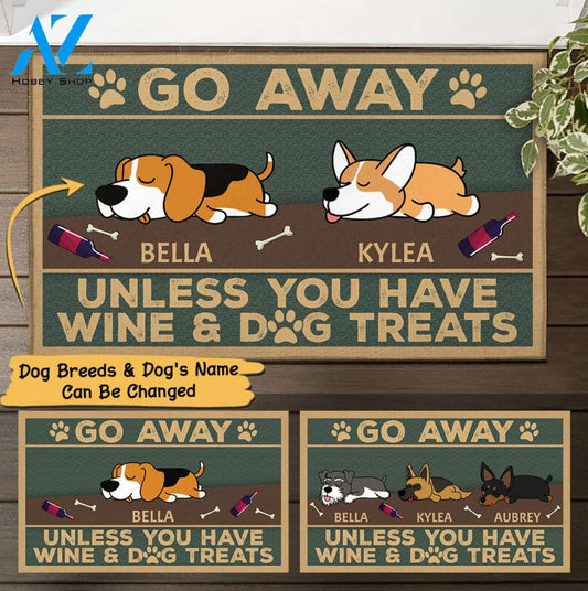 Dog Wine Doormat - Go Away - Unless You Have Wine And Dog Treats M0402 - TRHN