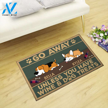 Dog Wine Doormat - Go Away - Unless You Have Wine And Dog Treats M0402 - TRHN
