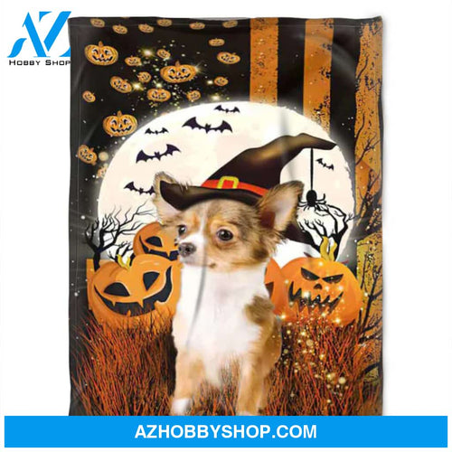Dog Witch Blanket, Fleece Blanket, Pumpkin And Dog Witch, Gift Home Decor Bedding Couch Sofa Soft and Comfy Cozy