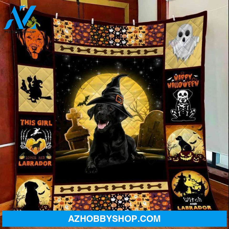Dog Witch Blanket, Fleece Blanket, This Girl Loves Her Labrador, Gift Home Decor Bedding Couch Sofa Soft And Comfy Cozy
