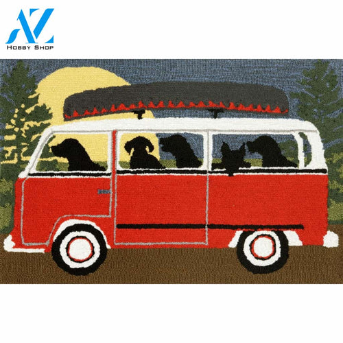 Dog With Camper Car Indoor and Outdoor Doormat Welcome Mat House Warming Gift Home Decor Funny Doormat Gift Idea