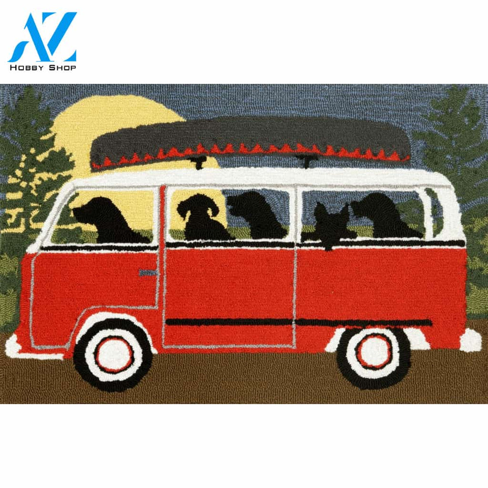 Dog With Camper Car Indoor and Outdoor Doormat Welcome Mat House Warming Gift Home Decor Funny Doormat Gift Idea