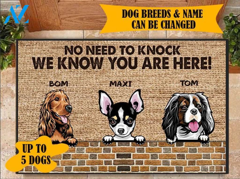 Dog Woof Woof No Need To Knock Personalized Doormat - DM005PS | Welcome Mat | House Warming Gift