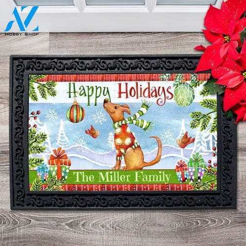 Doggone Happy Holidays Personalized Doormat - 18" x 30"